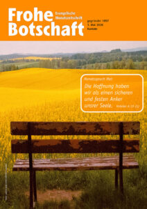 Oranges Zeitschriftencover mit einer Sitzbank