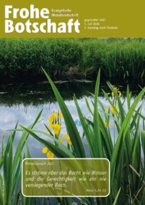 Zeitschriftencover mit einem Teich und grünen Pflanzen